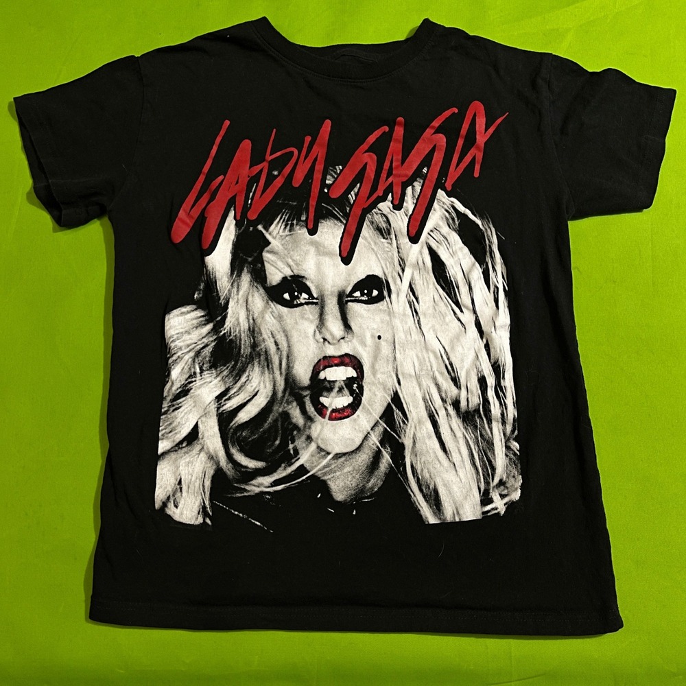 Lady Gaga Graphic T-Shirt Black Cotton Short Sleeve‎ Bravado Merch Small